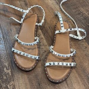 Studded white strappy sandals